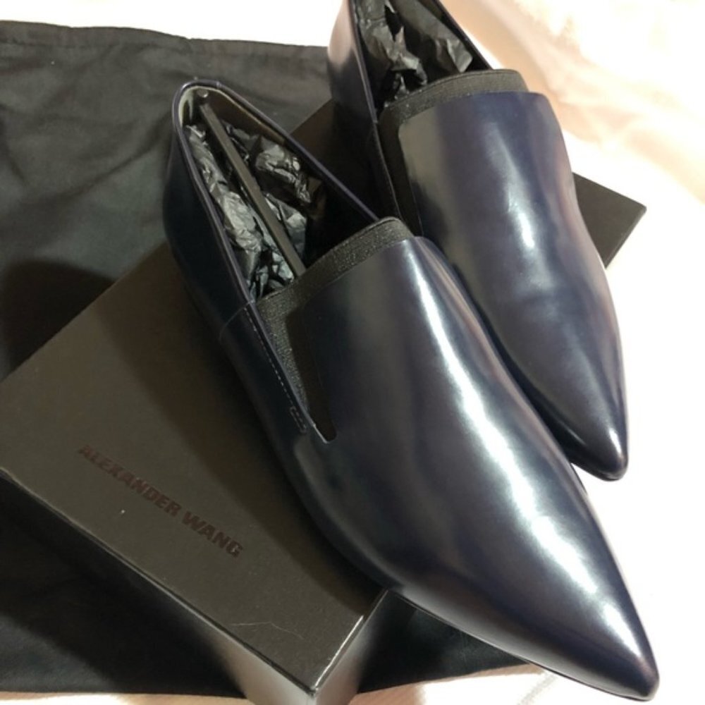 Alexander Wang Navy Black Flat Pointed Toe Loafer EU 40 - Picture 3 of 9
